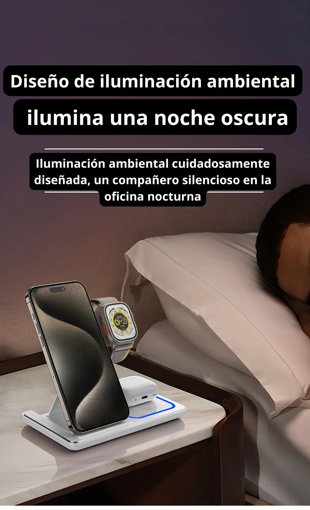 Estación de Carga Inalámbrica 3 en 1 para Apple
