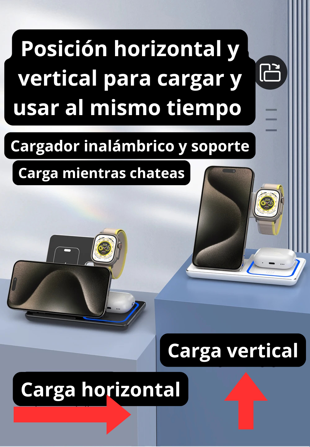 Estación de Carga Inalámbrica 3 en 1 para Apple