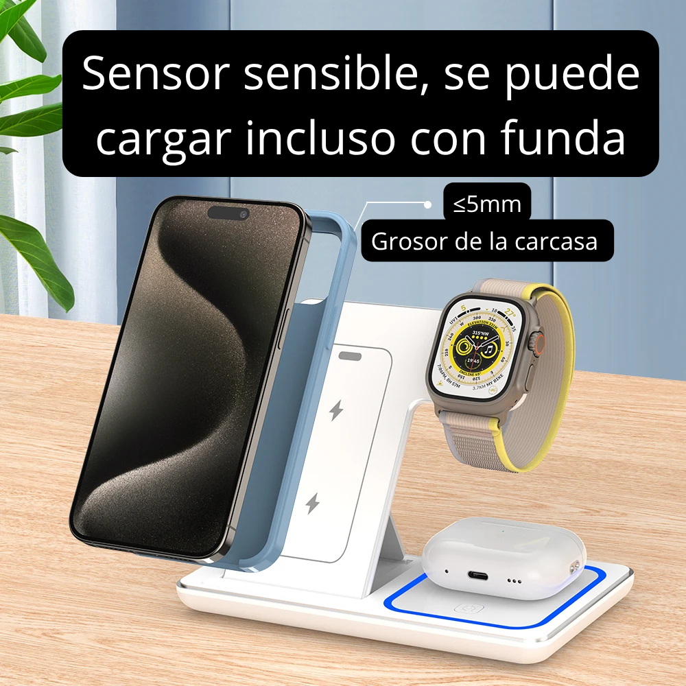 Estación de Carga Inalámbrica 3 en 1 para Apple