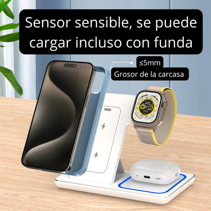 Estación de Carga Inalámbrica 3 en 1 para Apple