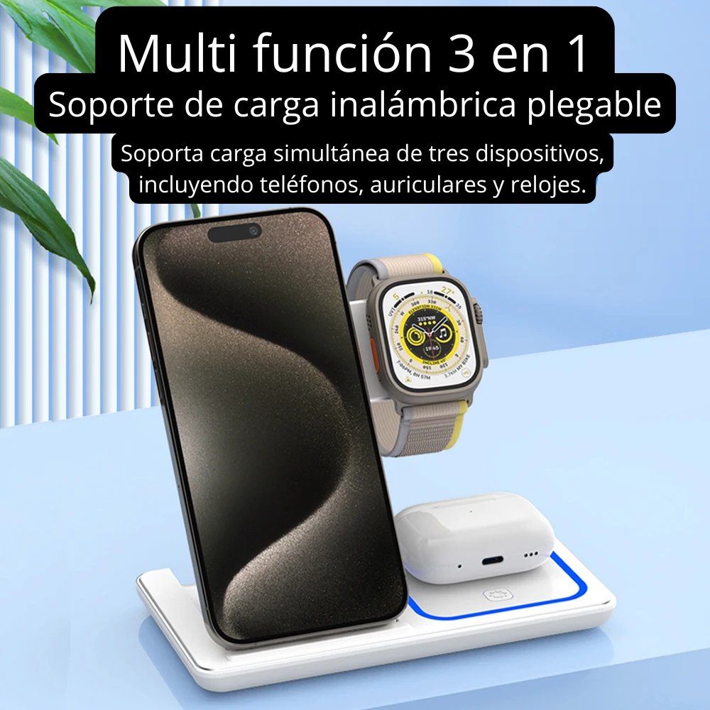Estación de Carga Inalámbrica 3 en 1 para Apple