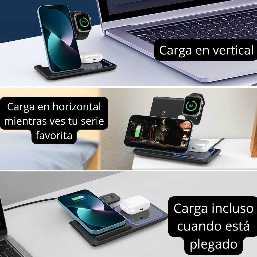 Estación de Carga Inalámbrica 3 en 1 para Apple