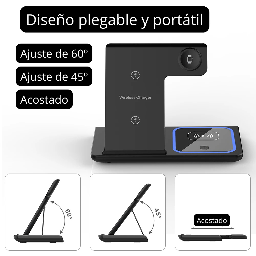 Estación de Carga Inalámbrica 3 en 1 para Apple